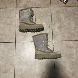 Skechers y2k suede leather faux fur platform boots